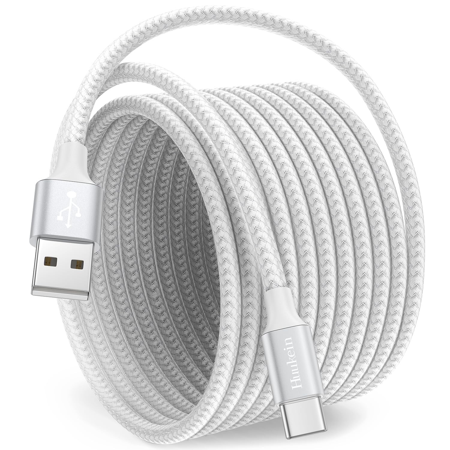 White USB C Cable 10 ft, Long USB A to USB C Cable Fast Charging, USBC Charge...-image