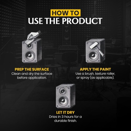 Speaker Paint Black 1 Quart Texture Coating for Speaker Cabinets, Road Cases,... - Afbeelding 3 van 9