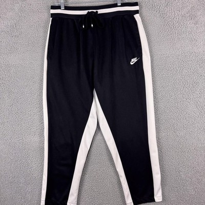 Nike Air NSW University Pants Mens Large Black White Track Joggers