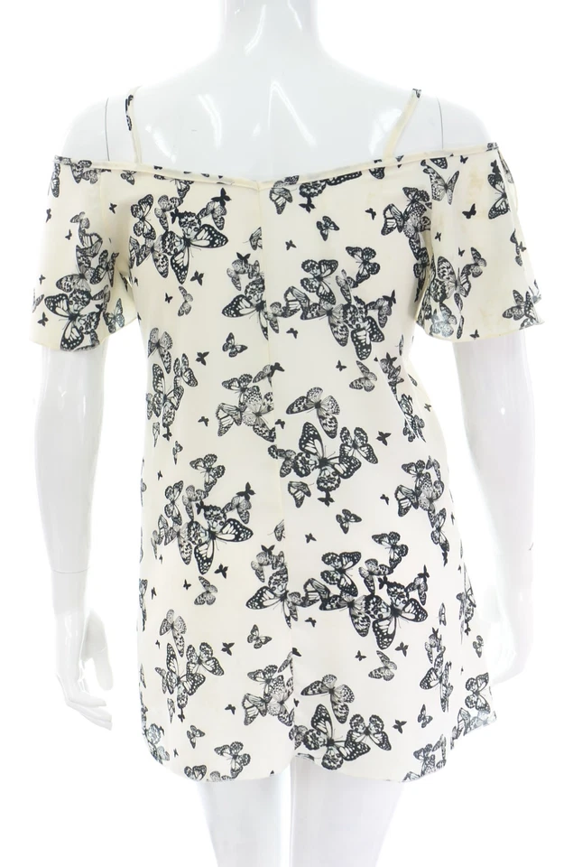 Size 16 Sexy Black Butterfly Cut Cold Shoulder Strappy Tunic Top Angel Sleeve - Image 2 of 2