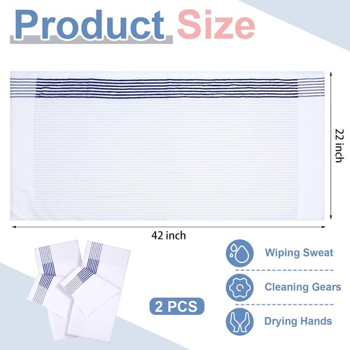 Mixweer Caddy Golf Towel 22" x 42" Large Large, White With Blue Stripe - Picture 2 of 6