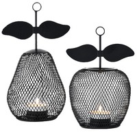 2Er Set Aesthetic Teelichthalter Pear Manzana Schwarz 23Cm