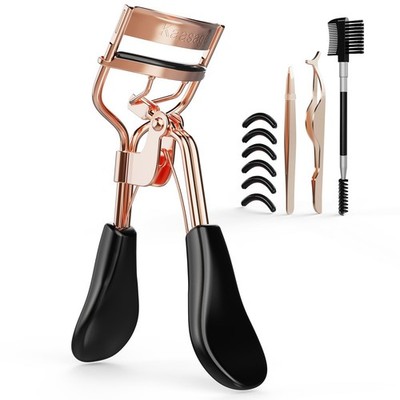 Kaasage Eyelash Curler for Lift and Curl, Professional Stainless Steel Black