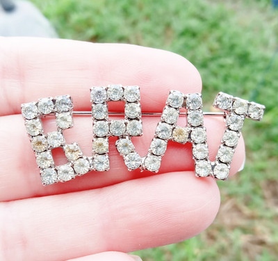 Fab 80's BRAT Rhinestone Brooch