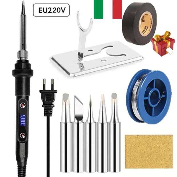 Saldatore A Stagno Professionale 80W Con LCD E Temperatura Regolabile + Kit Omaggio