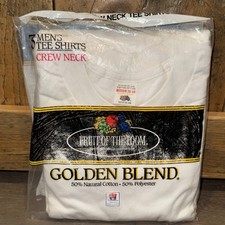 NOS VTG 80s Fruit Of The Loom 3 Pack Mens T-Shirts White Golden Blend MEDIUM Tee