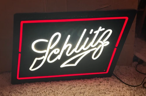 VINTAGE 1983 SCHLITZ BEER OPTI NEO NEON LIGHTED SIGN-BAR-LAGER-MILWAUKEE WI-ALE