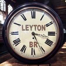 Railway Clock, Fusee Movement, Convex Glass & Brass Bezel, Key And Pendulum.