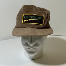Vtg Browning Guns Shotgun Patch Corduroy Trucker Snapback Adjustable Hat Cap