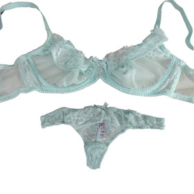 Agent Provocateur Bra Set Mint Green Idalia Thong Non Padded Wired 32E Small
