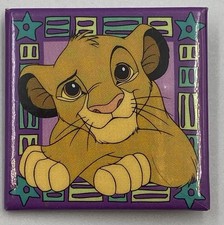 Disney's The Lion King Simba Pin Square Button VTG 90s Movie Made In USA