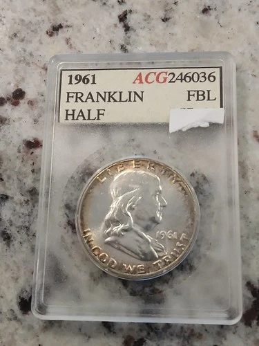 1961 Franklin Half Dollar Uncirculated Toned
