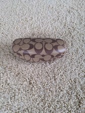 Coach Signature Monogram Brown Hard Clamshell Sunglasses Eye Glasses Case