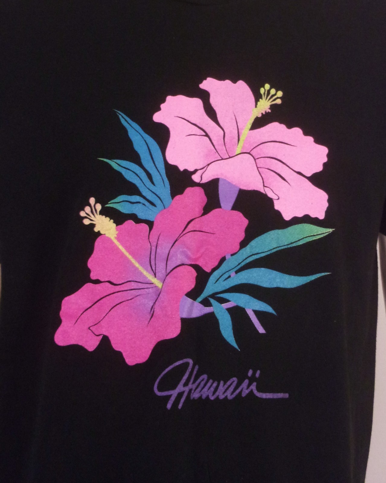 vintage 80s 90s single stitch Hawaii Floral T-Shirt Surf Skate USA fotl SZ L