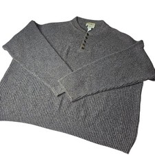 VTG Eddie Bauer 2XL Henley Sweater Mens Chunky Knit Brown Pullover USA Made