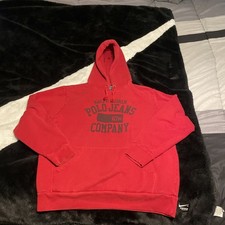 Vintage 90's Polo Jeans Ralph Lauren Red Spellout Cotton Hoodie Sweatshirt Large