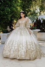 Champagne Gold, Quinceañera/Sweet 16,  Ball Gown,  Off Shoulder, Size 8/M