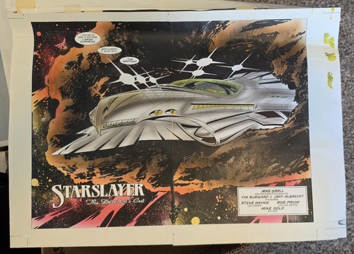 ORIGINAL VALIANT COMICS COLOR ART! STARSLAYER 8 pgs 2 & 3 DOUBLE PAGE SPLASH!