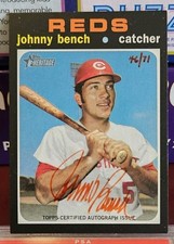 2020 Topps Heritage Real One Autograph Auto Red Ink Johnny Bench Reds 46/71