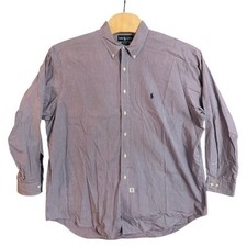 Ralph Lauren Yarmouth Mens Purple Gingham Button Down Shirt 18 34/35 Cotton
