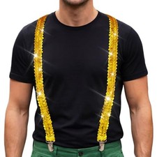 St. Patrick's Day Sequin Suspenders Rave Sparkly Suspender Irish Festival Gold