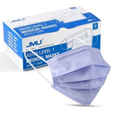50Pcs Disposable Face Masks Medical Dental 3Ply Earloop ASTM Level 1 Purple