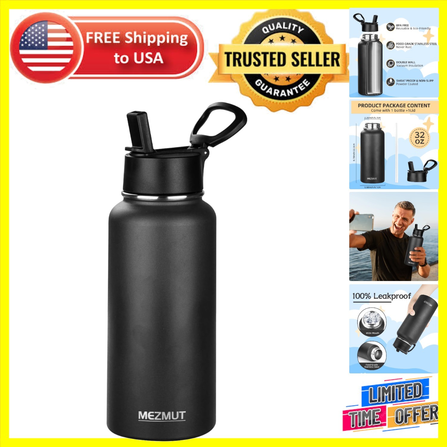 With Straw - Leakproof Travel Flask