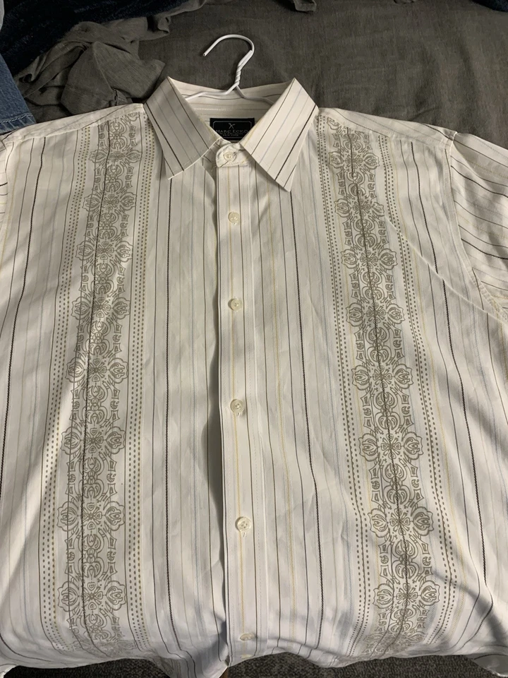 Camisa de vestir Marc Ecko corte y costura patrón cultural moda ropa de iglesia grande Foto 4 de 4