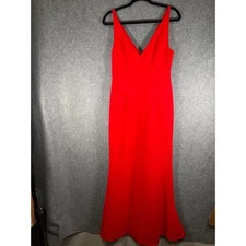 Lulus Red V Neck Sleeveless Maxi Gown Formal Evening Dress Size L Wedding Guest