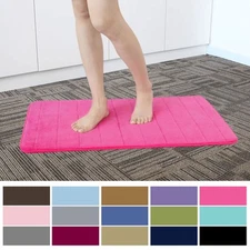 Lavish Home Coral Velvet Bath Rug Memory Foam Bathroom Mats Bath Mat Non-slip
