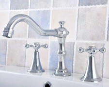 Polished Chrome Widespread Bathroom Faucet Vanity Dual Handles Sink Mixer Tap