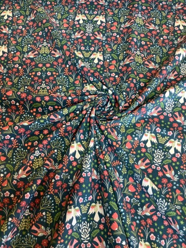 Fryetts FOLKLORE Floral/Bird Cotton Fabric.Upholstery/Curtains/Crafts/Cushions - Picture 2 of 5
