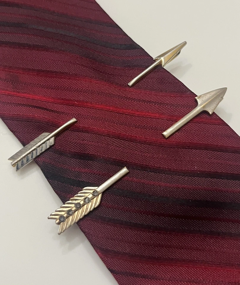 Juego de 2 clips de corbata de latón flecha vintage, cisne y anson Foto 2 de 4