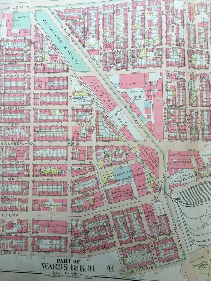 1922 FISHTOWN ФИЛАДЕЛЬФИЯ PA ARAMINGO SQ. МЕМФИС СЕНТ-ДЕЛАВЭР - КАРТА АТЛАСА РЕКИ - Изображение 2 из 4