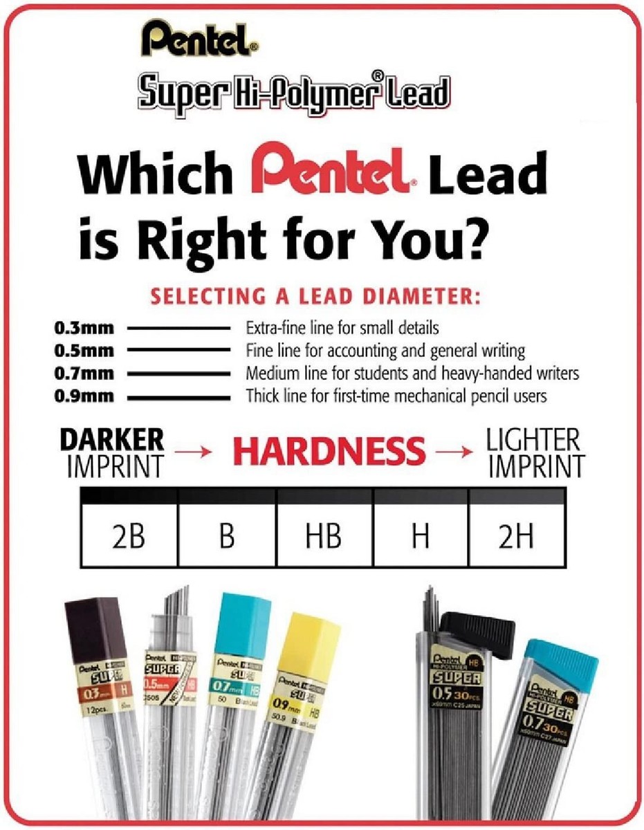 Pentel Ain Mine Di Ricambio 0,7 Mm B | Confezione Da 12 | Struttura A Celle In Ceramica | Più Resistenti E Morbide