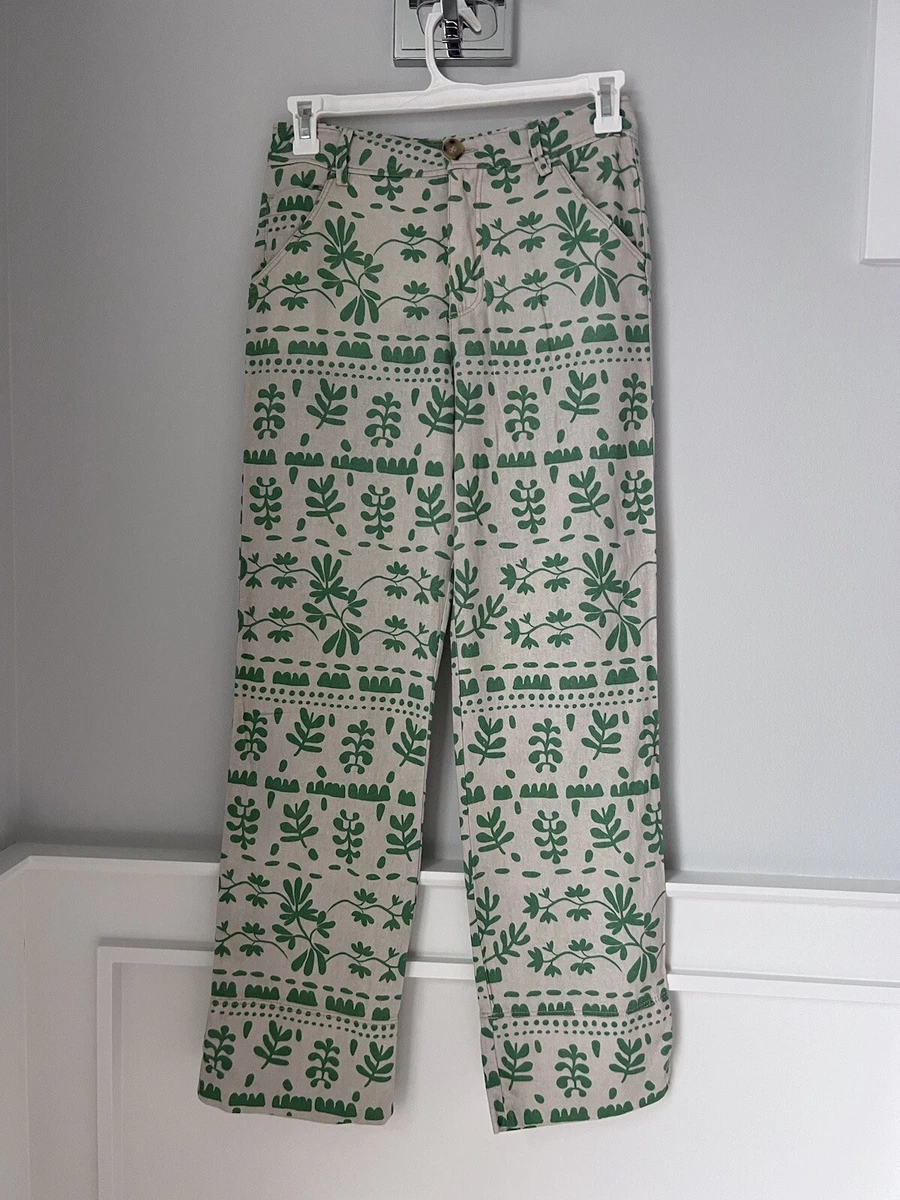 Zara Botanic floral print linen blend pants High rise Size M