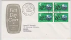 Stamps 1967 Australia 4c Banking block of 4 on olive emblem medium cachet FDC