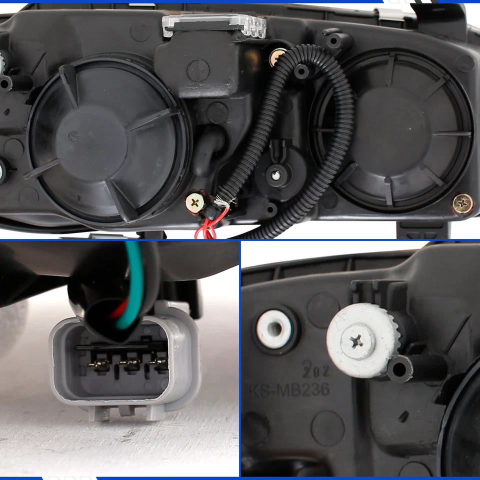 For 1997-99 Mitsubishi Eclipse LED Halos Black Projector Headlights + Bulbs Set Foto 4 de 4