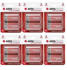 12 X AGFA ZINC D SIZE CARBON BATTERIES R20 1.5V EXPIRY MN1300 LR20 LONG EXPIRY