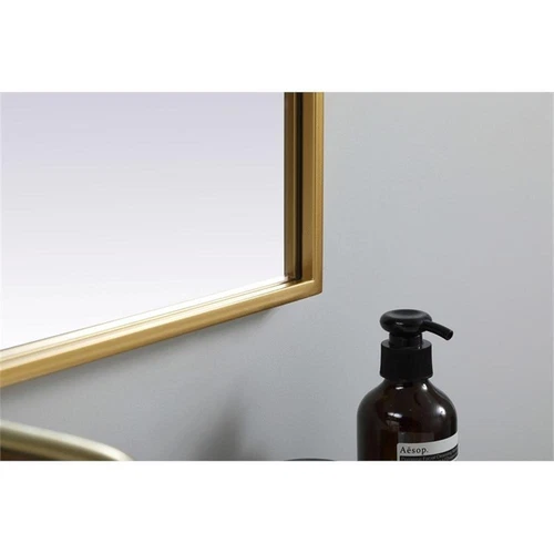 Elegant Decor Ayra 27x36" Arch Modern MDF Wood/Iron Mirror in Brass - Picture 6 of 9