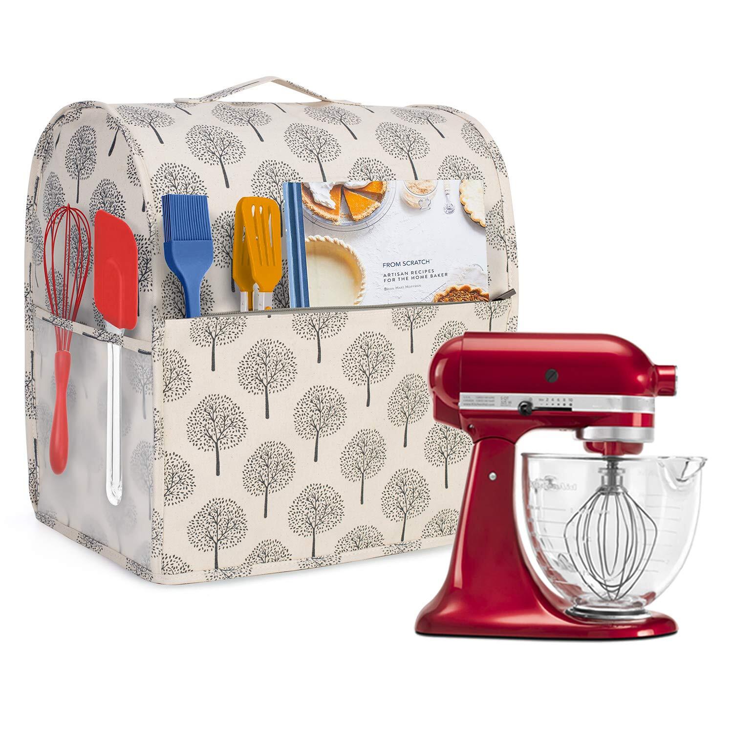 Stand Mixer Dust Cover with Pockets Handle and Stylish Tree Design-image