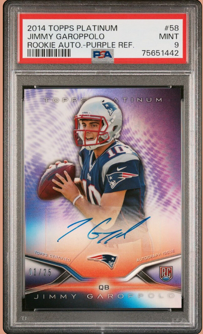 Jimmy Garoppolo Topps Platinum Rookie Autograph #58 Purple Refractor