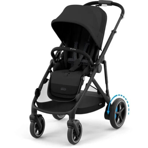Cybex E-Gazelle S All-in-One Toddler/Baby Stroller BlackFrame Moon Black Seat