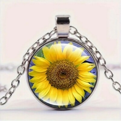 Sunflower Time Gem Pendant Necklace
