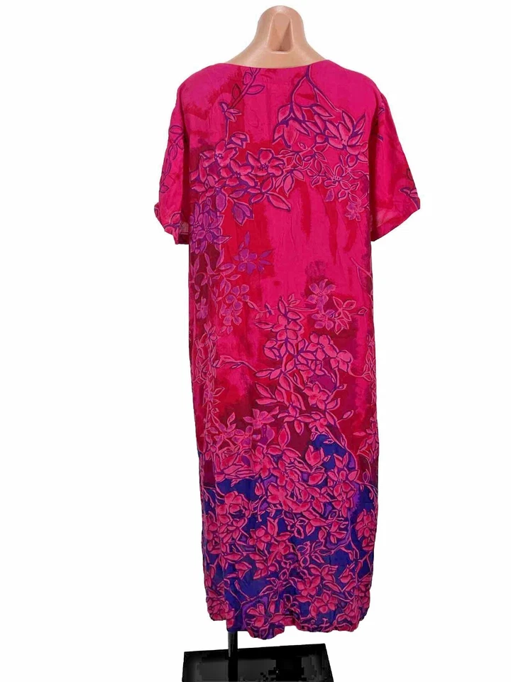 Vintage La Cera Floral Tropical Midi Dress Sz XL Oversized House Dress Rayon 80s - Image 2 of 4