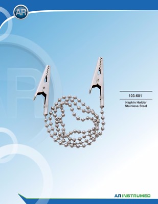 Napkin Holder Stainless steel Chain Dental Instrument Bib Clip TGA Reg DENSOL 