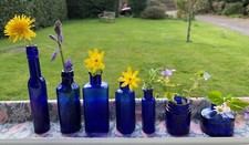 Cobalt Blue Medicine, Inkwell & Poison Bottles Sold Individually Antique Vintage