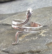 925 Silver Coiled SNAKE Serpent Plain Ring Sz Q-8 R594~Silverwave*uk Jewelry