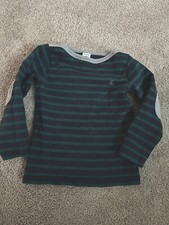 Petit Bateau Green Navy Blue long-sleeved Tee T-Shirt Top Boys 4 striped patches