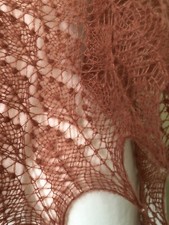 Hand knitted Silk/Alpaca Shetland Lace Shawl Autumnal/Gingerbread
